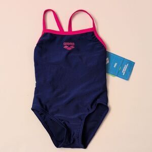 NWT Arena Toddler One Piece Swimwear Light Drop Solid Blue Pink - Size 2T